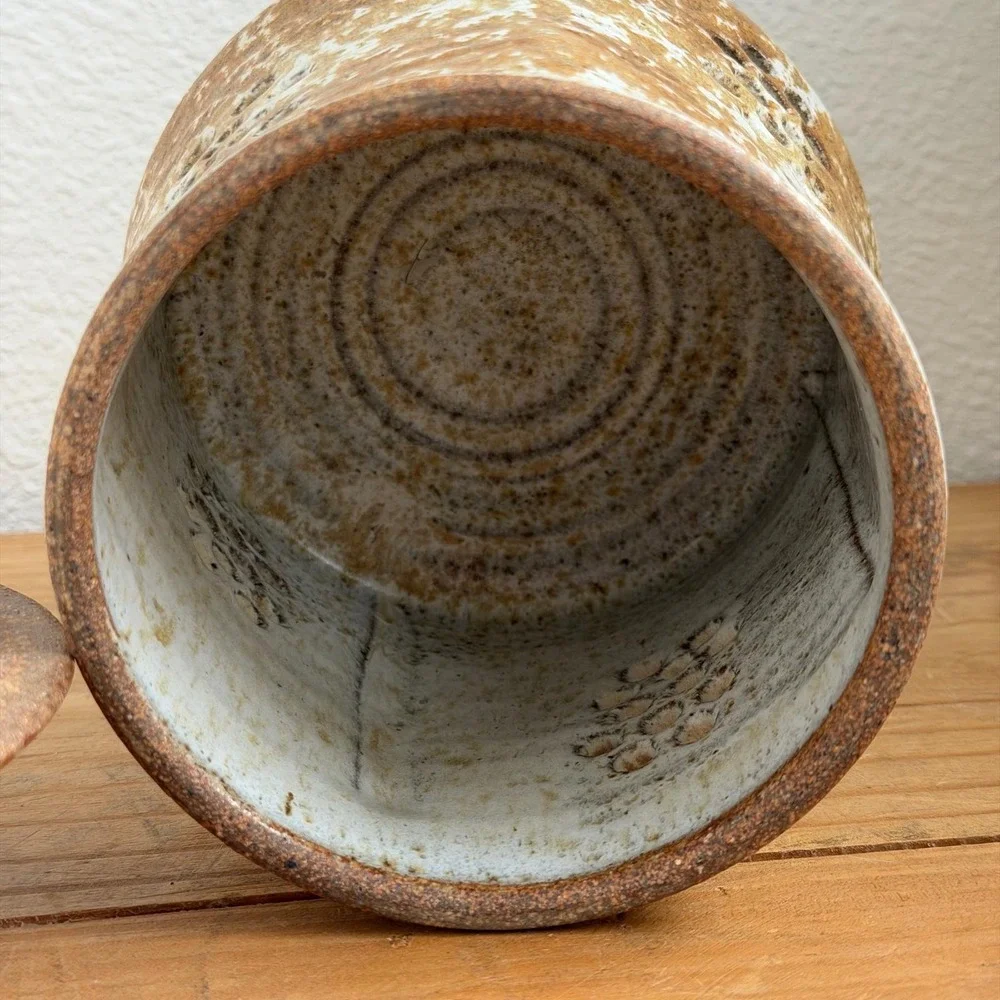 Wabi Sabi Garlic Keeper Lidded Stoneware‎ Jar Signed Studio Pottery Handmade